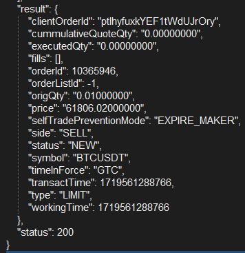 Place new limit sell order